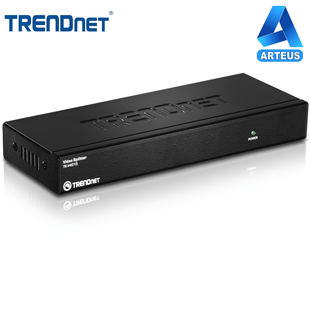 Divisor de video de 4 puertos negro para redes y cableado estructurado, con indicador LED