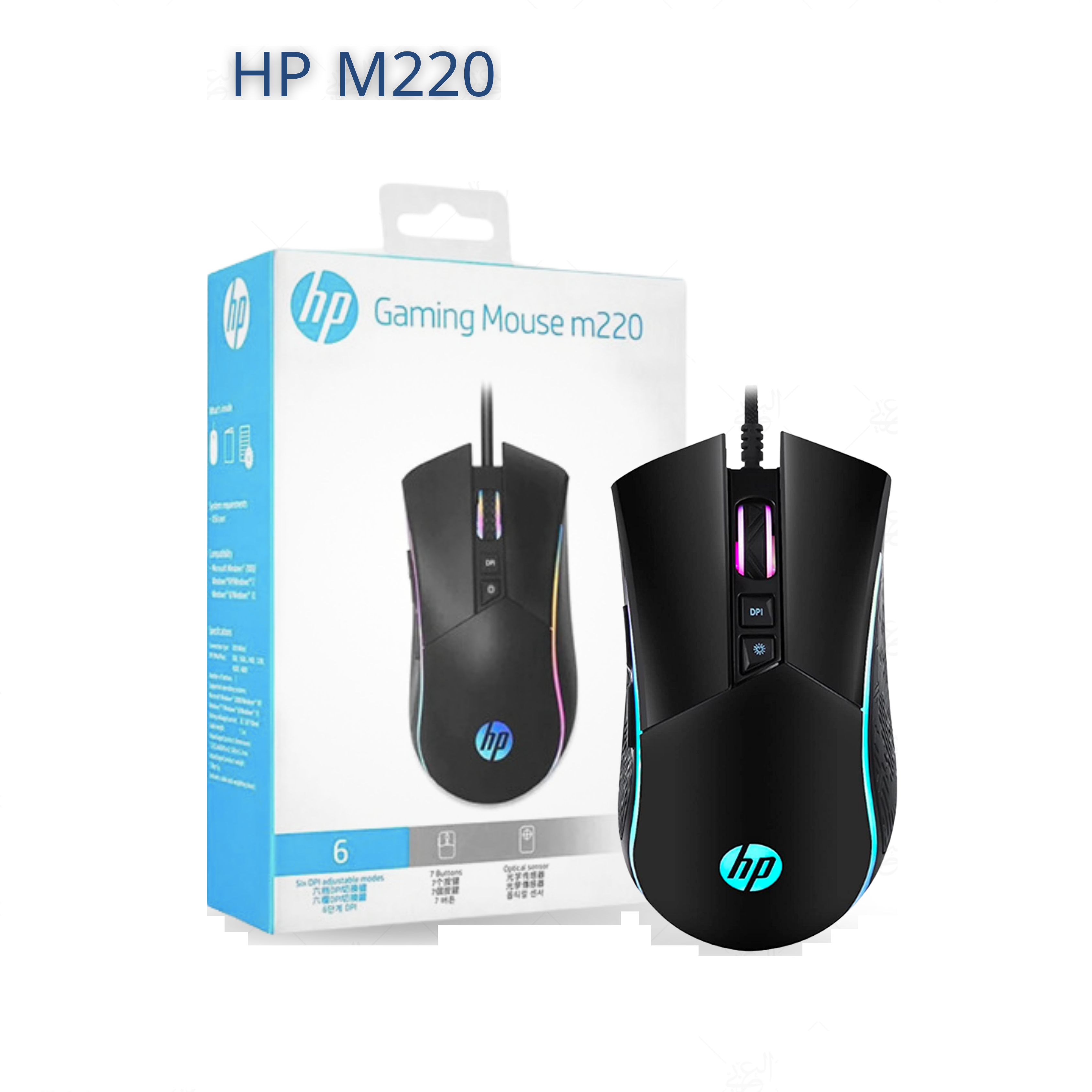 HP M220 1QW51AA Mouse Gamer RGB 7 botones 4800dpi USB