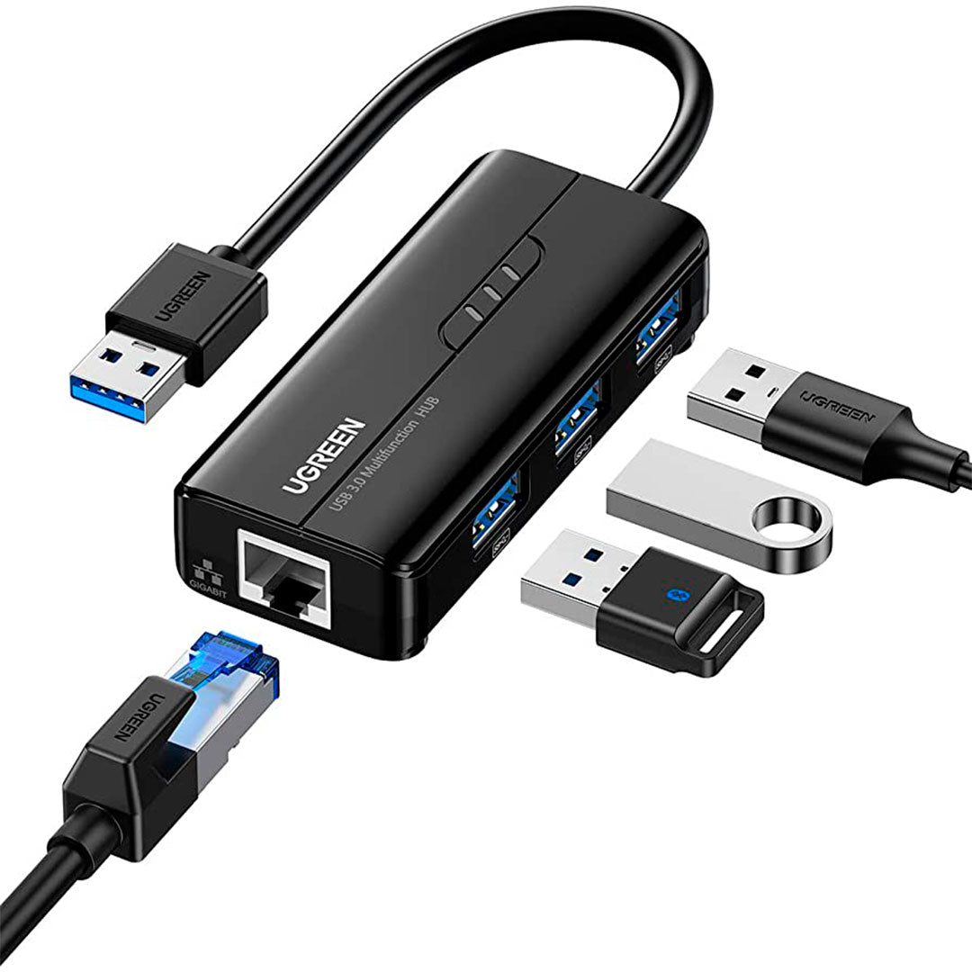 UGREEN 20265 Adaptador HUB 4 en 1 USB-A a RJ45/USB-A