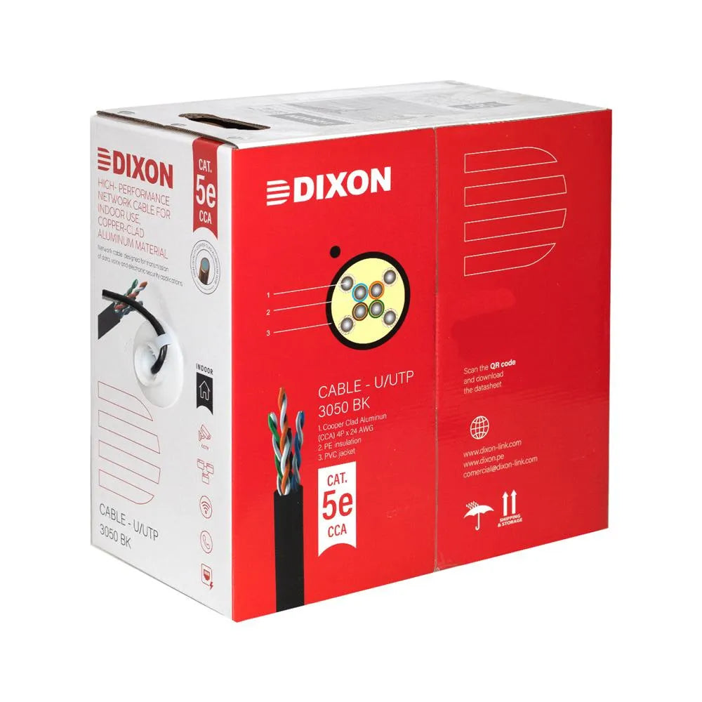 DIXON 3050 BK Cable U/UTP Cat5e 24AWG CCA Bañado Negro 305m
