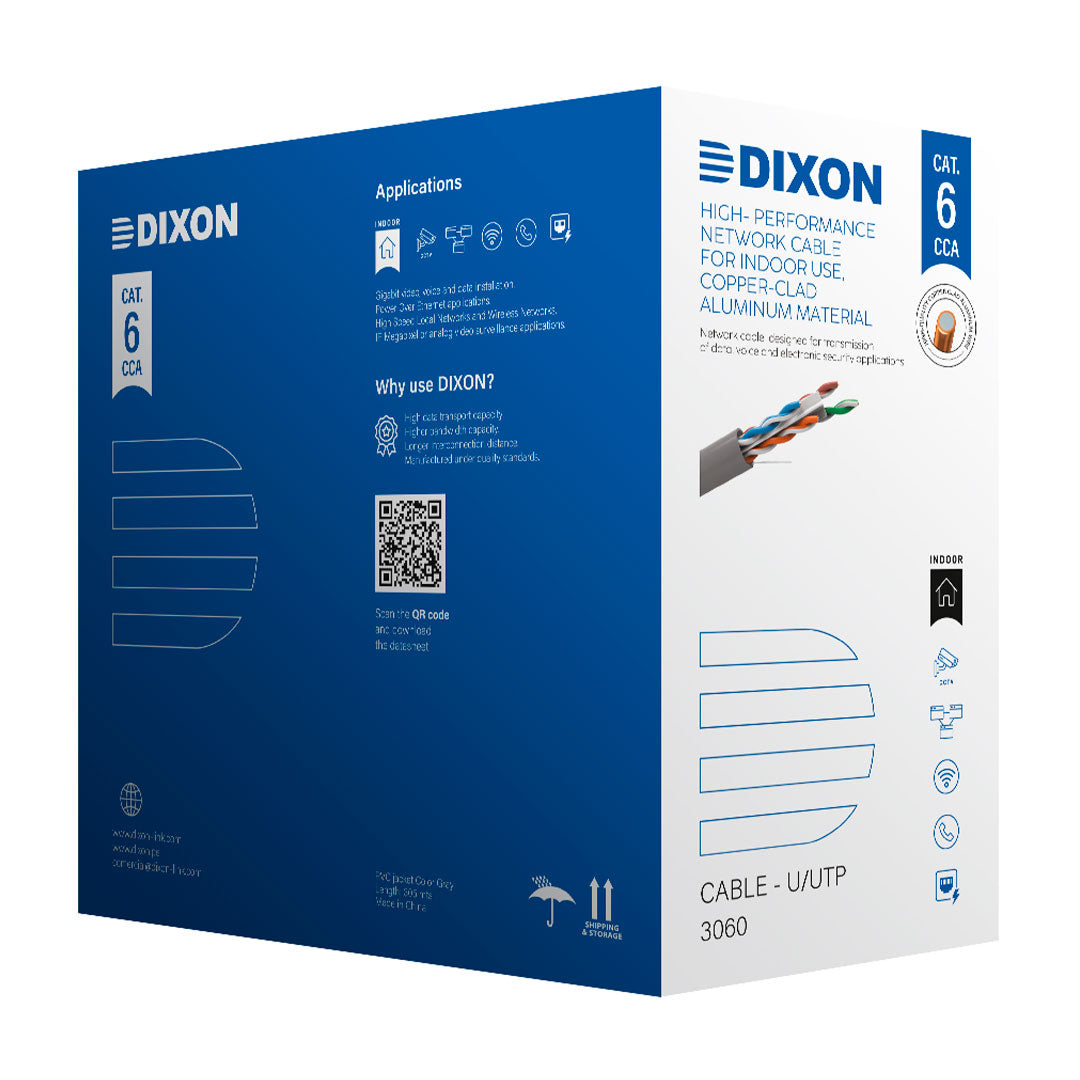 DIXON 3060 Cable UTP Cat6 CCA 23AWG Bañado Gris 305m