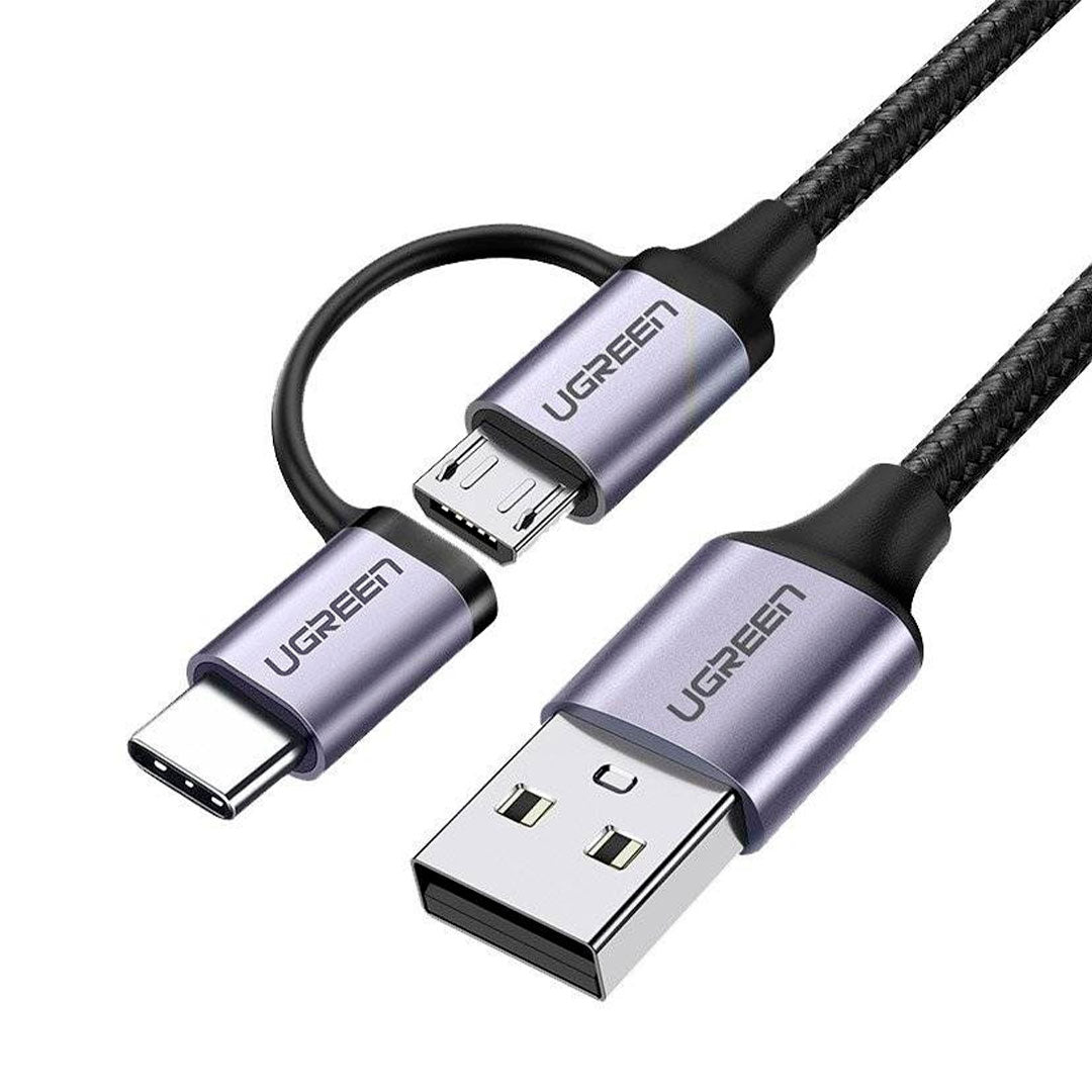 UGREEN US177 30875 Cable USB-A a Micro USB/USB-C 1m