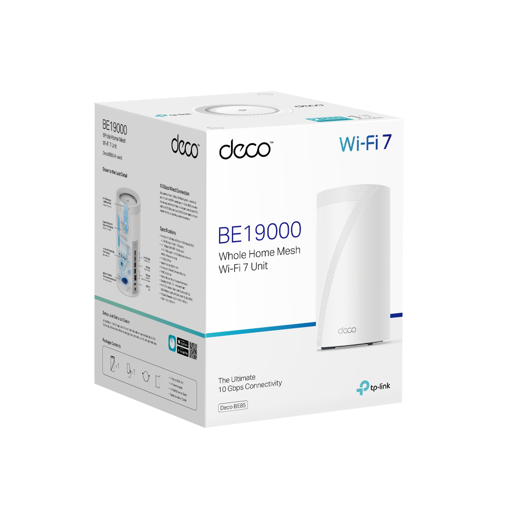 TP-LINK DECO BE85 1-Pack Router MESH WiFi7 BE19000 Tres Banda