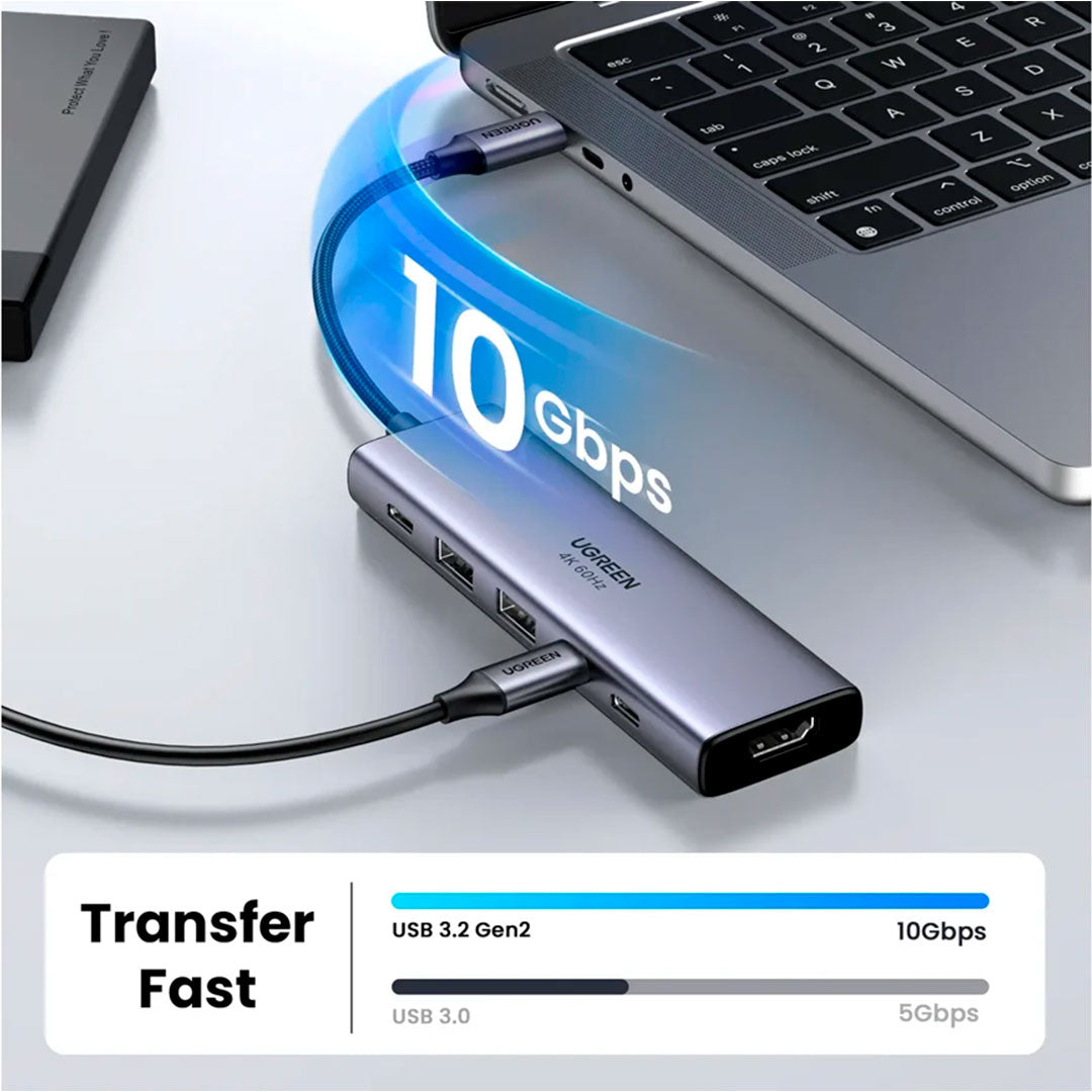 UGREEN CM511 35999 Adaptador HUB USB-C 6 en 1 a HDMI USB-A USB-C