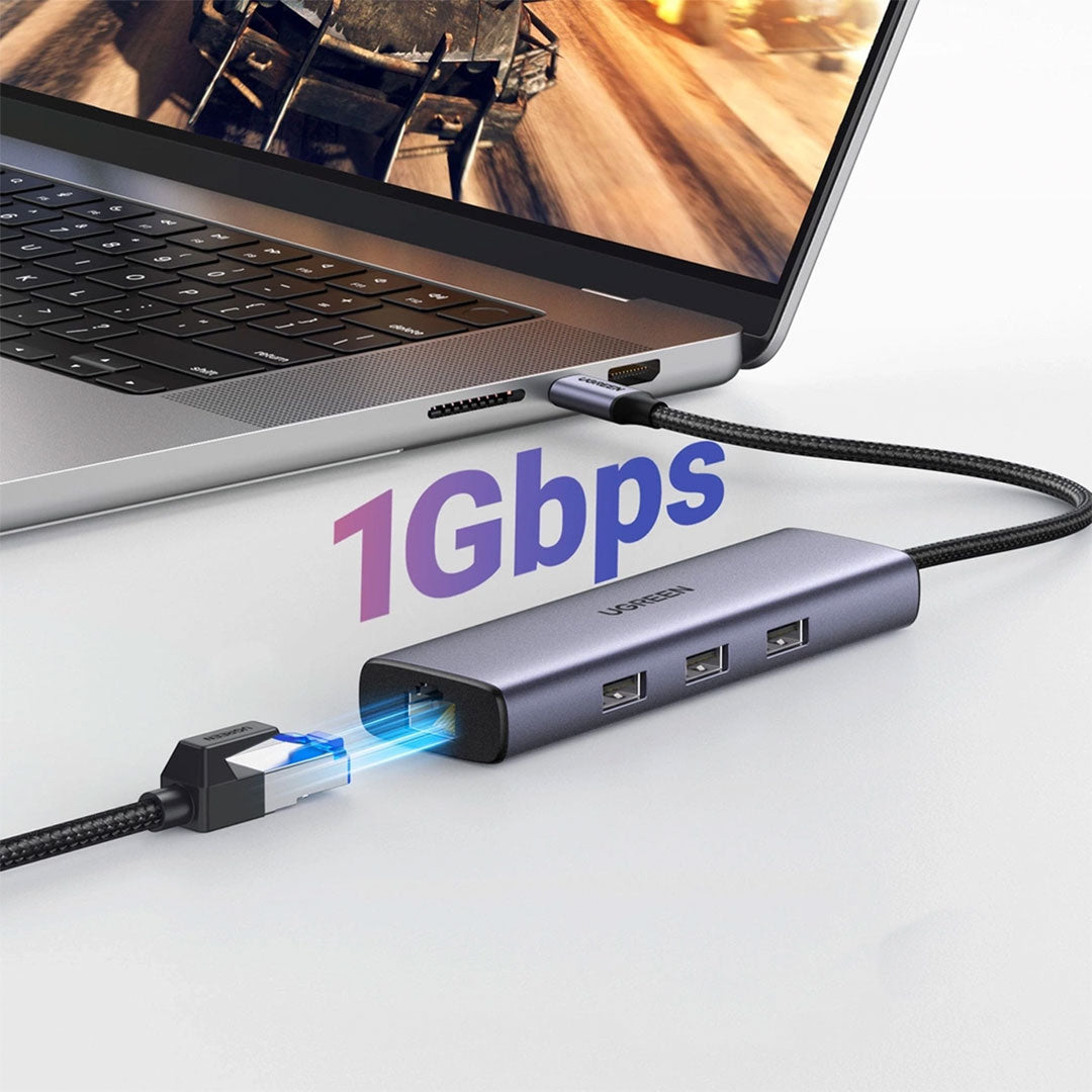 UGREEN CM512 45000 Adaptador HUB USB-C 6 en 1 RJ45 HDMI 4K