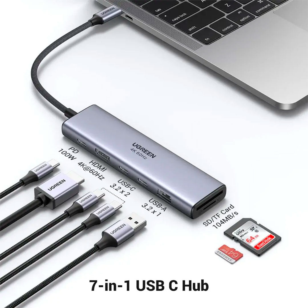 UGREEN CM511 45521 Adaptador HUB USB-C 7 en 1 HDMI 4K