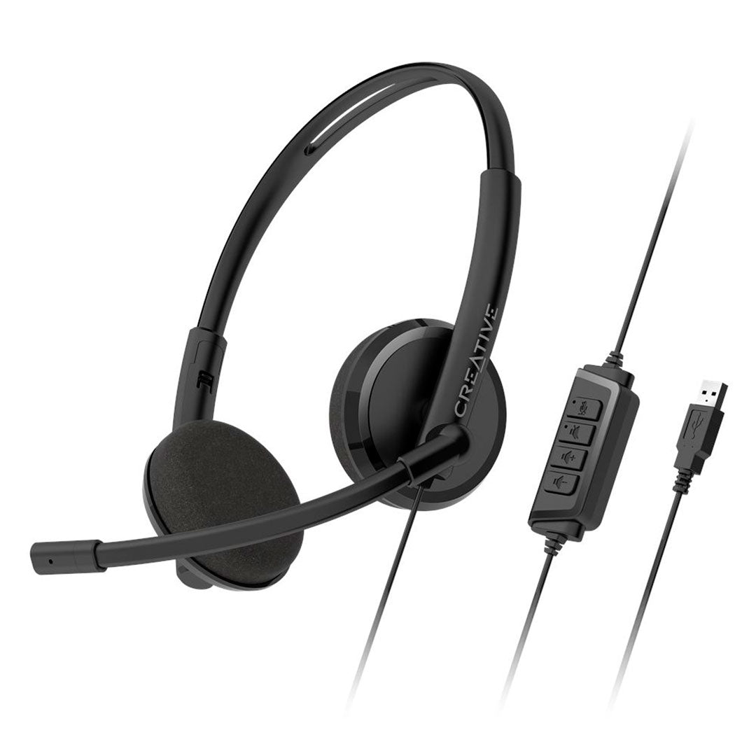 CREATIVE HS-220 Audífono con micrófono condensador USB-A, cancelación de ruido, 51EF1070AA001