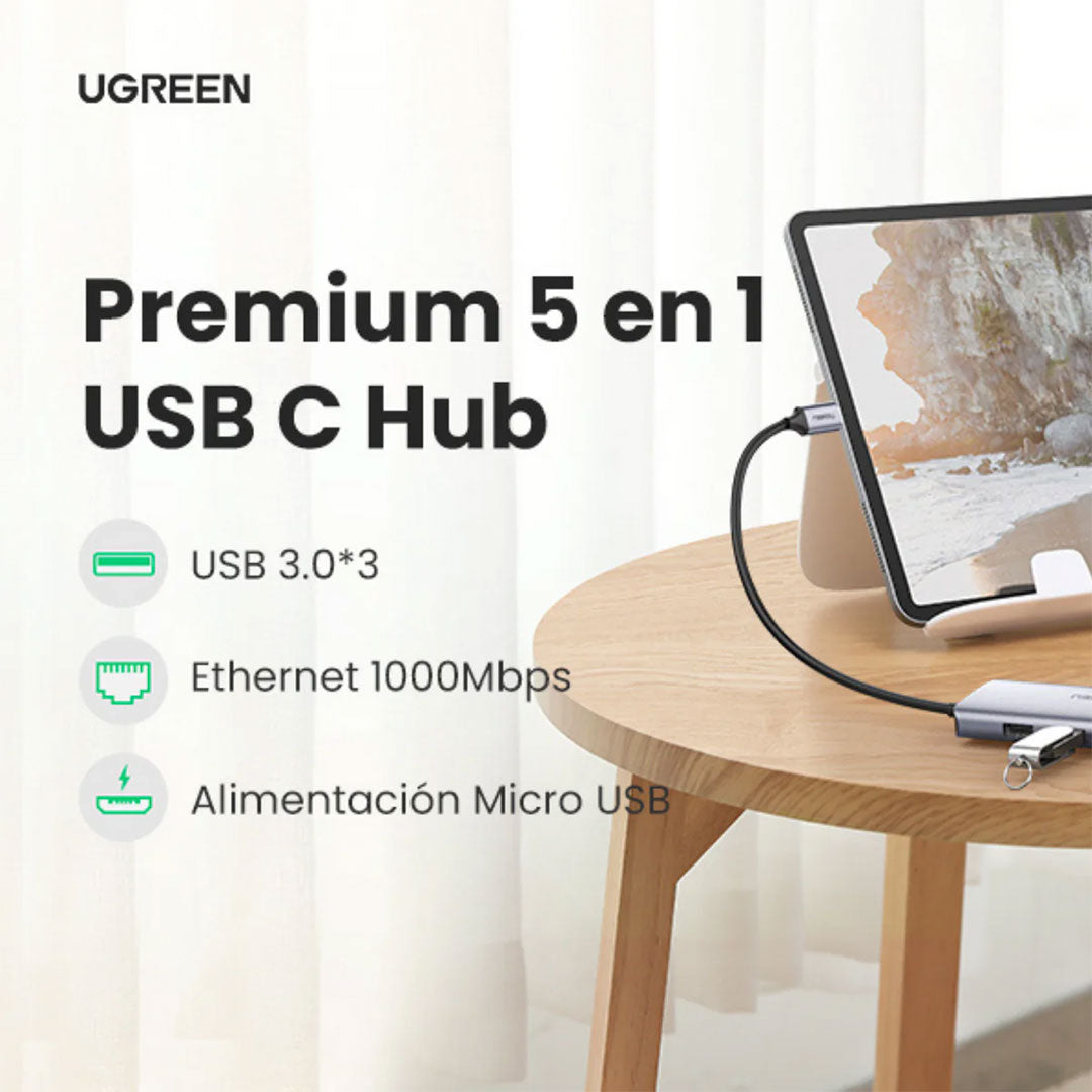 UGREEN CM252 60718 Adaptador HUB USB-C 3 en 1