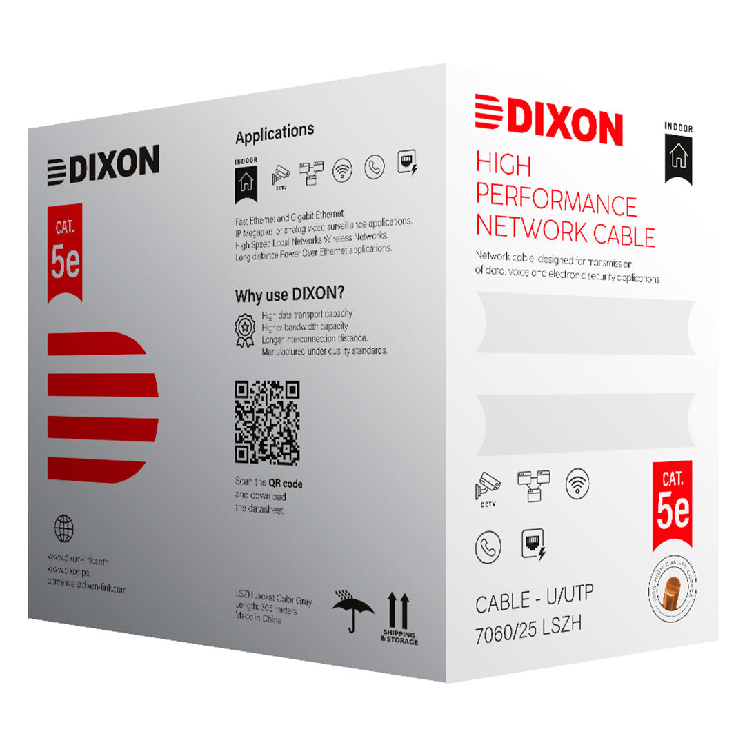 DIXON 7060/25 LSZH Cable UTP Cat5e Cobre 25WG Gris 305m