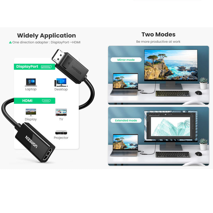 UGREEN MM137 70694 Adaptador DisplayPort Macho a HDMI Hembra 4K 25cm