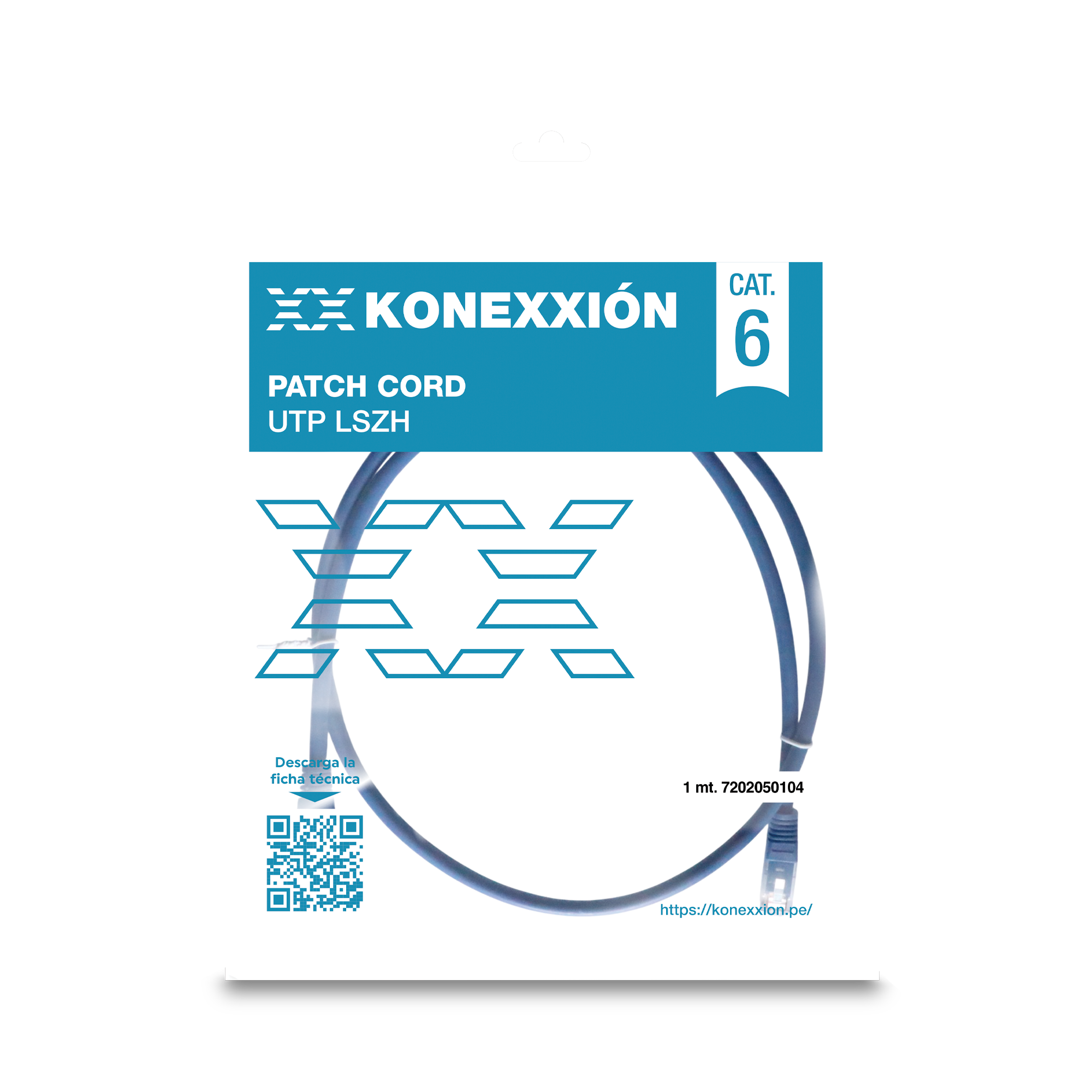 KONEXXION 7202050204 Cable Patch Cord UTP Cat6 Lszh Azul 2m