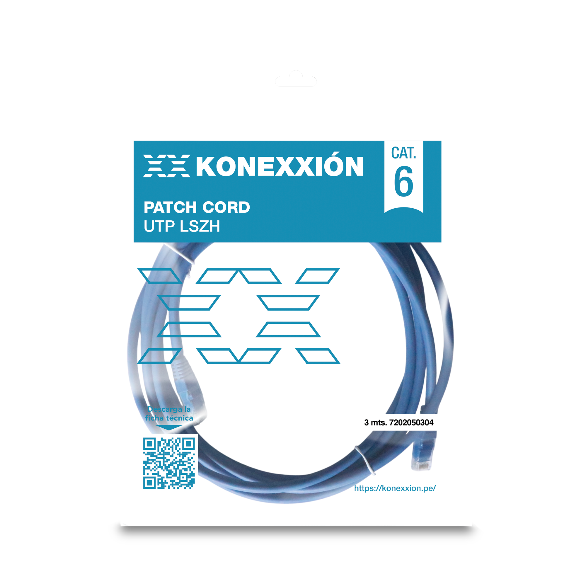 KONEXXION 7202050304 Cable Patch Cord UTP Cat6 Lszh Azul 3m