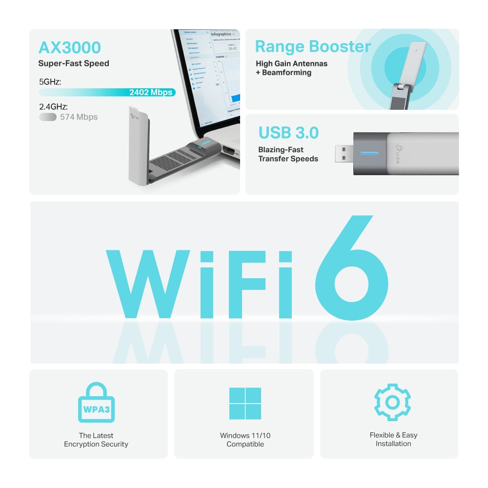 TP-LINK ARCHER TX50UH Adaptador AX3000 USB WiFi6doble banda