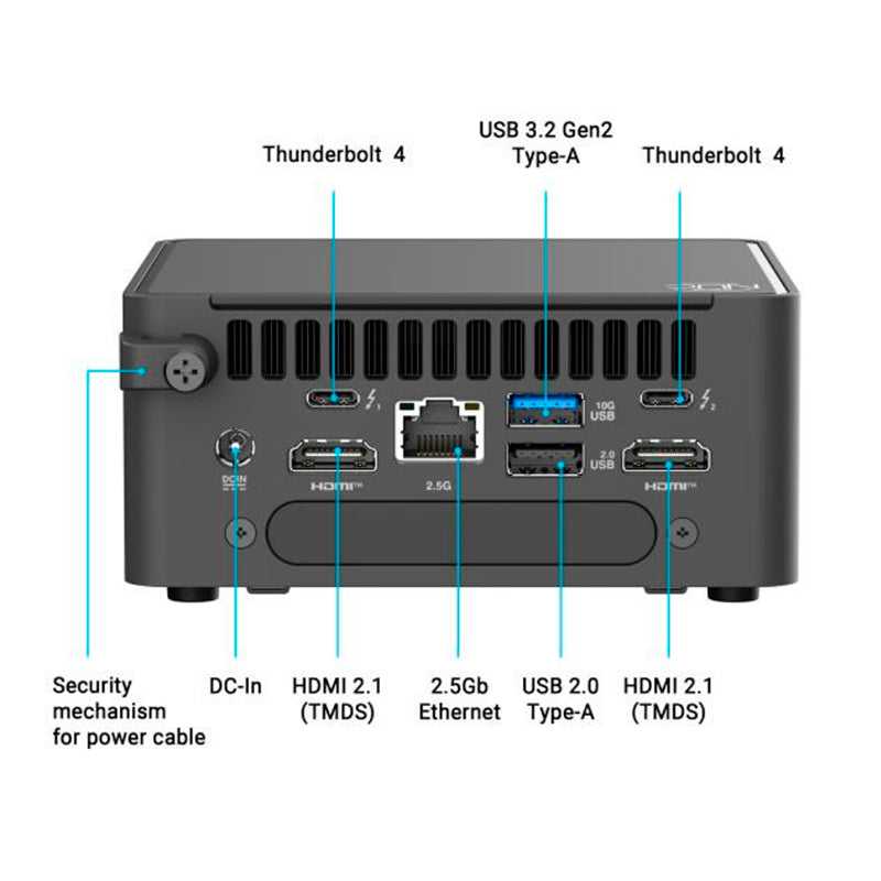 ASUS 90AR00Q2-M00250 Barebone NUC 15 Pro Core 7-240H 2.5-5.2GHz, 10 Nucleos 24MB Smart Cache