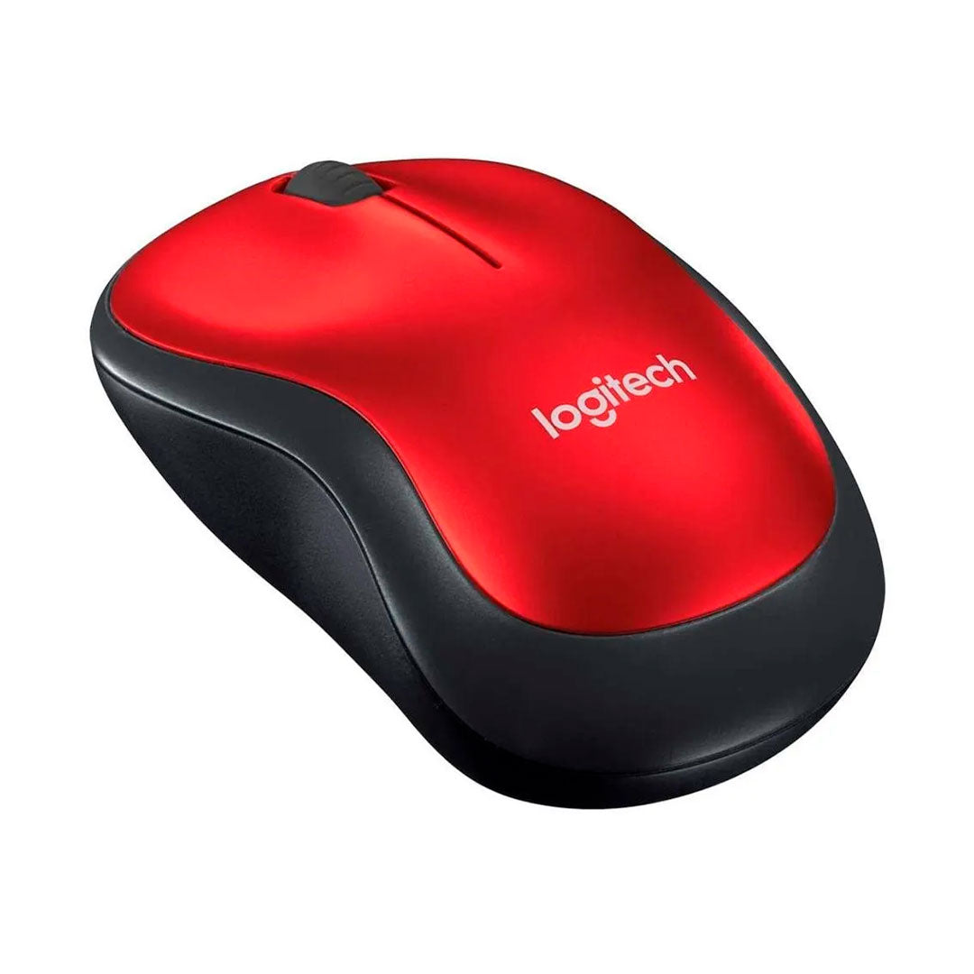 LOGITECH M185 Mouse inalámbrico compacto Rojo, USB 2.4GHz, 1000dpi, 910-003635