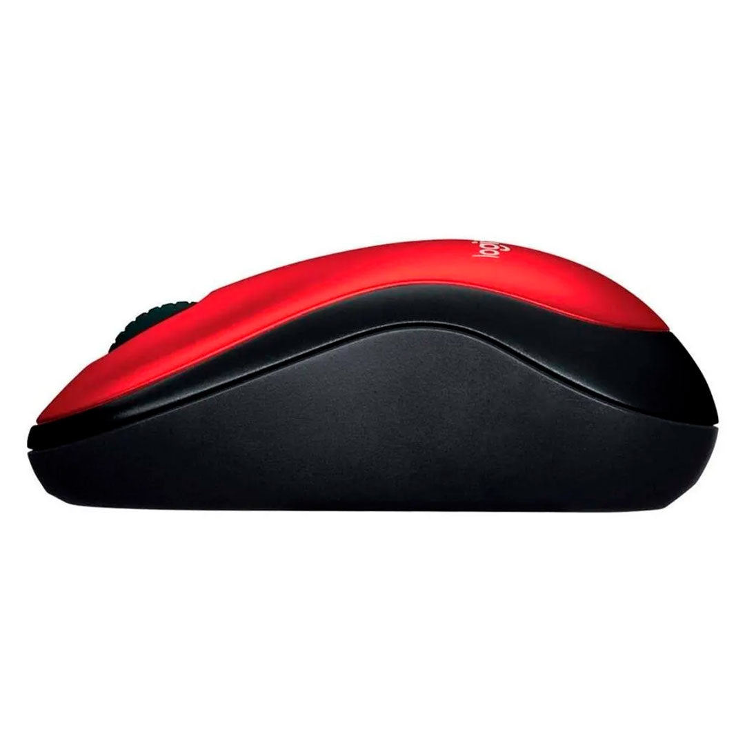 LOGITECH M185 Mouse inalámbrico compacto Rojo, USB 2.4GHz, 1000dpi, 910-003635
