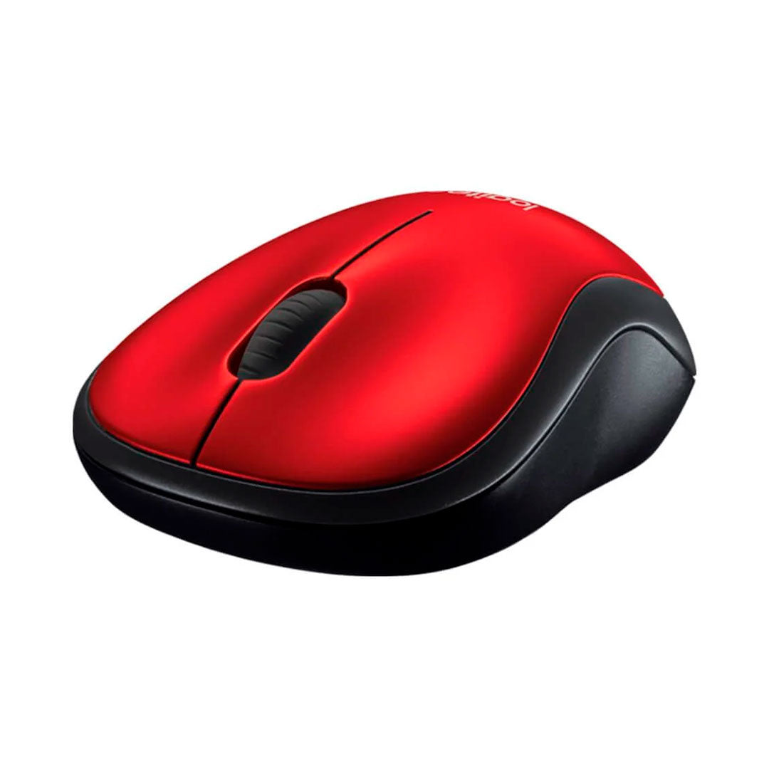 LOGITECH M185 Mouse inalámbrico compacto Rojo, USB 2.4GHz, 1000dpi, 910-003635