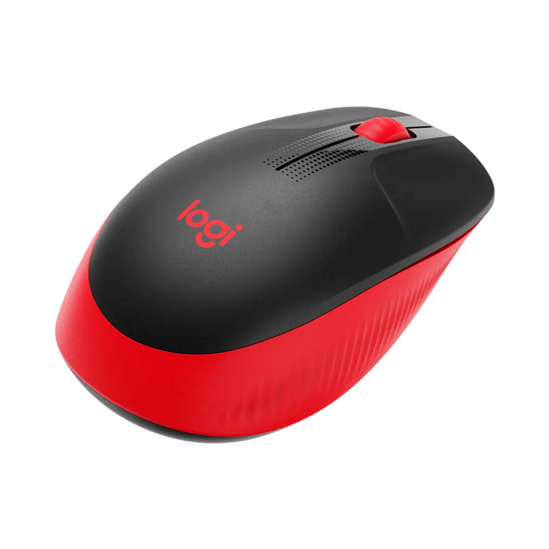 LOGITECH M190 Mouse inalámbrico Negro con Rojo, USB, 1000 dpi, 910-005904