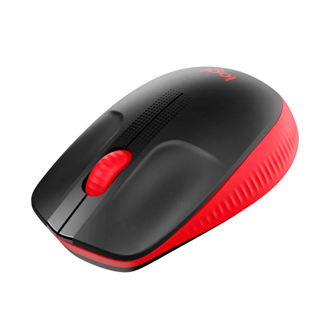 LOGITECH M190 Mouse inalámbrico Negro con Rojo, USB, 1000 dpi, 910-005904