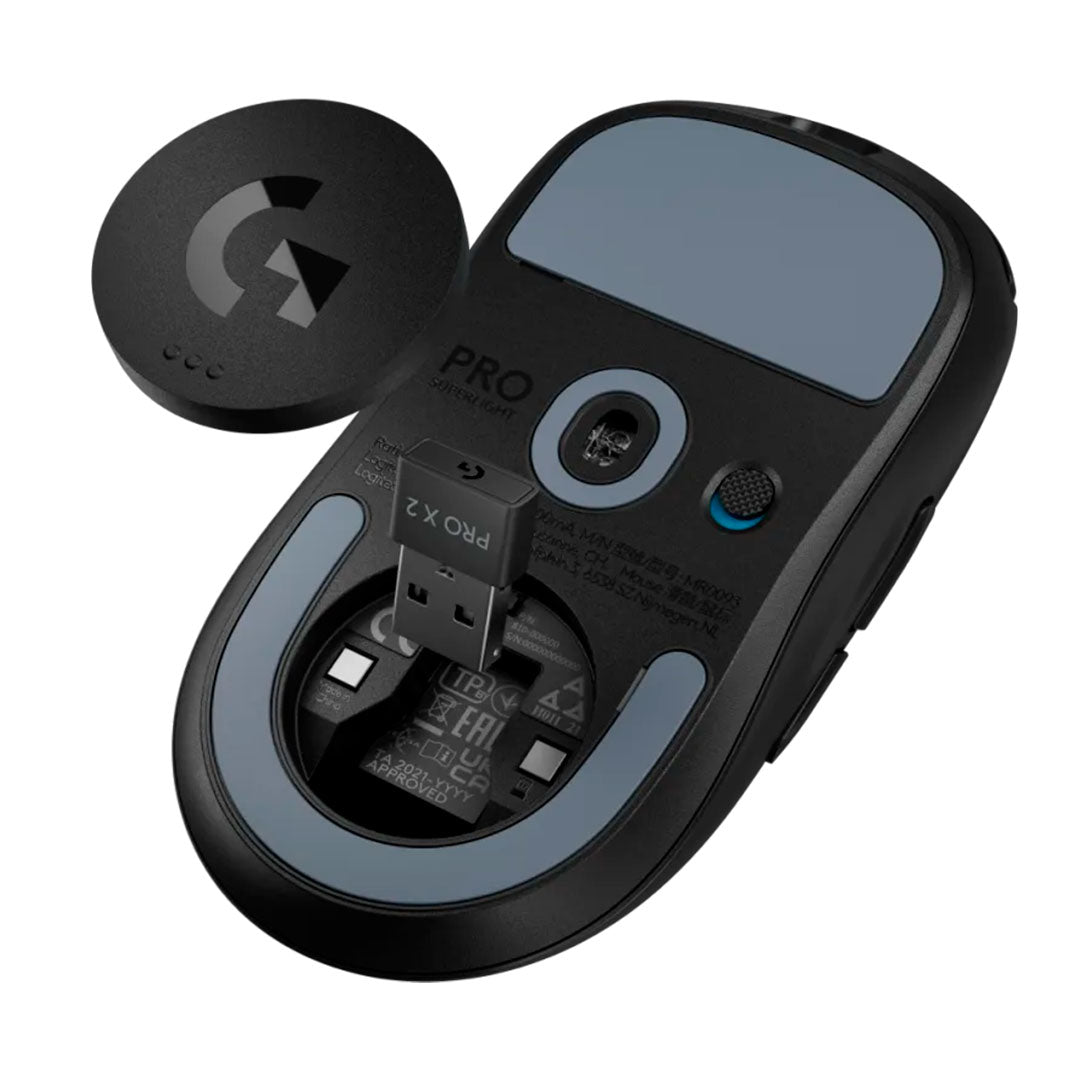 LOGITECH PRO X SUPERLIGHT 2 Mouse inalámbrico óptico Gaming, USB Lightspeed, 44000 dpi, Lightforce, Negro, 910-006628