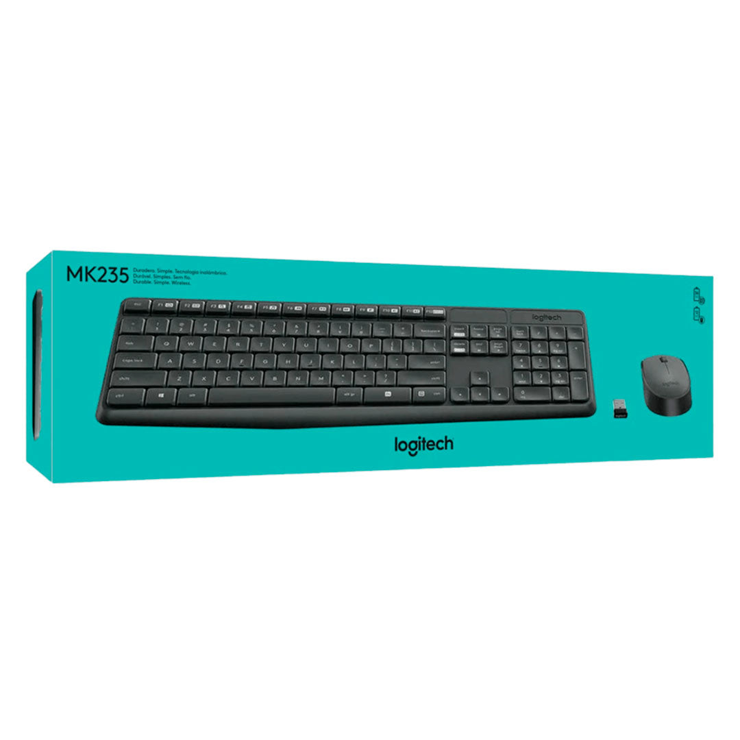 LOGITECH MK235 Kit teclado y mouse inalámbrico, Negro, 920-007901