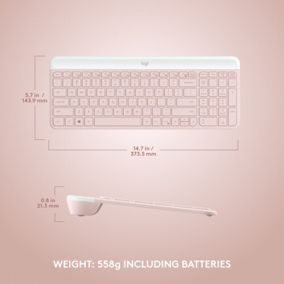 LOGITECH MK470 Kit Teclado Y Mouse USB Inalámbrico Rosado