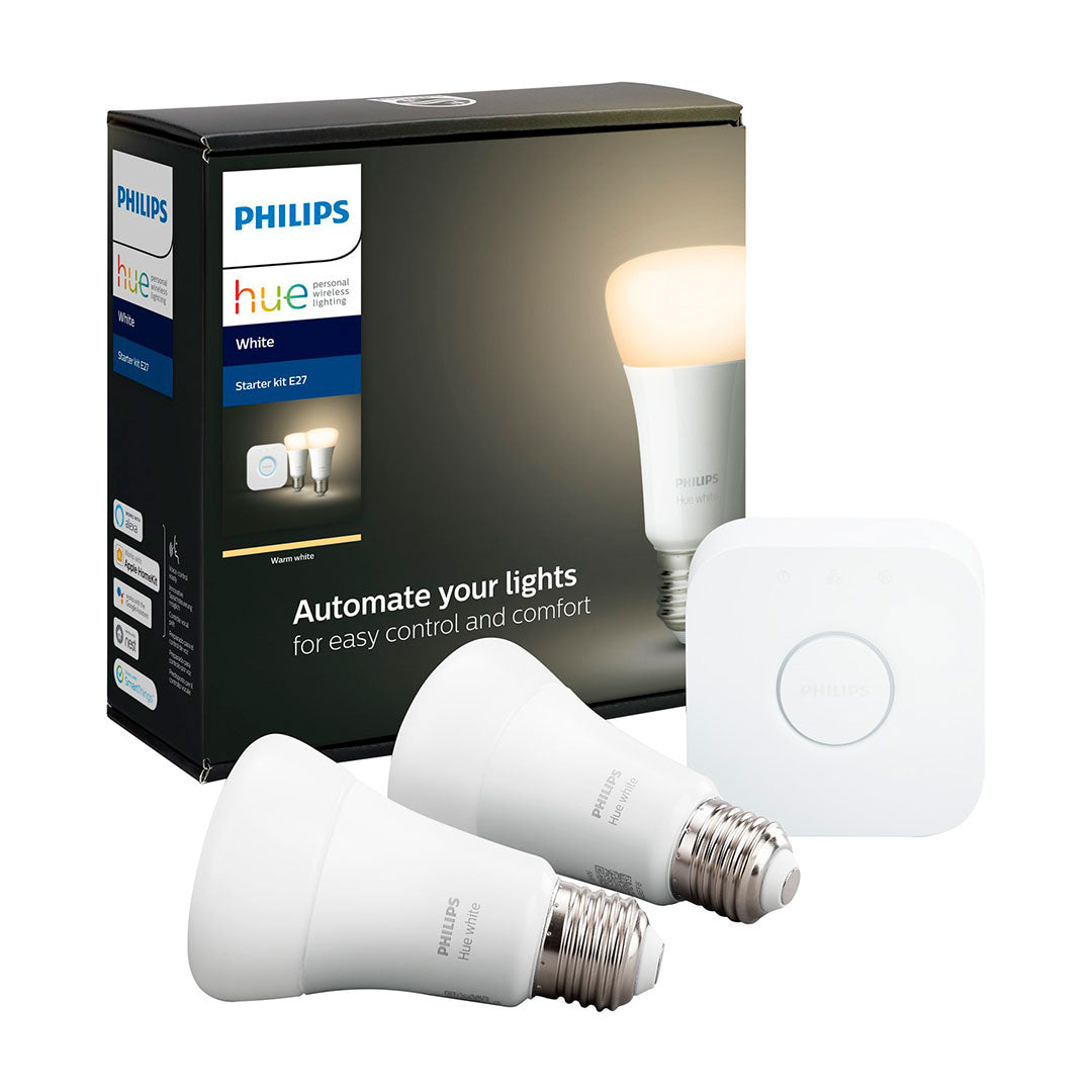 PHILIPS HUE 929001821601 Kit 2 Focos Inteligentes Luz Cálida E27 9W Inc Controlador