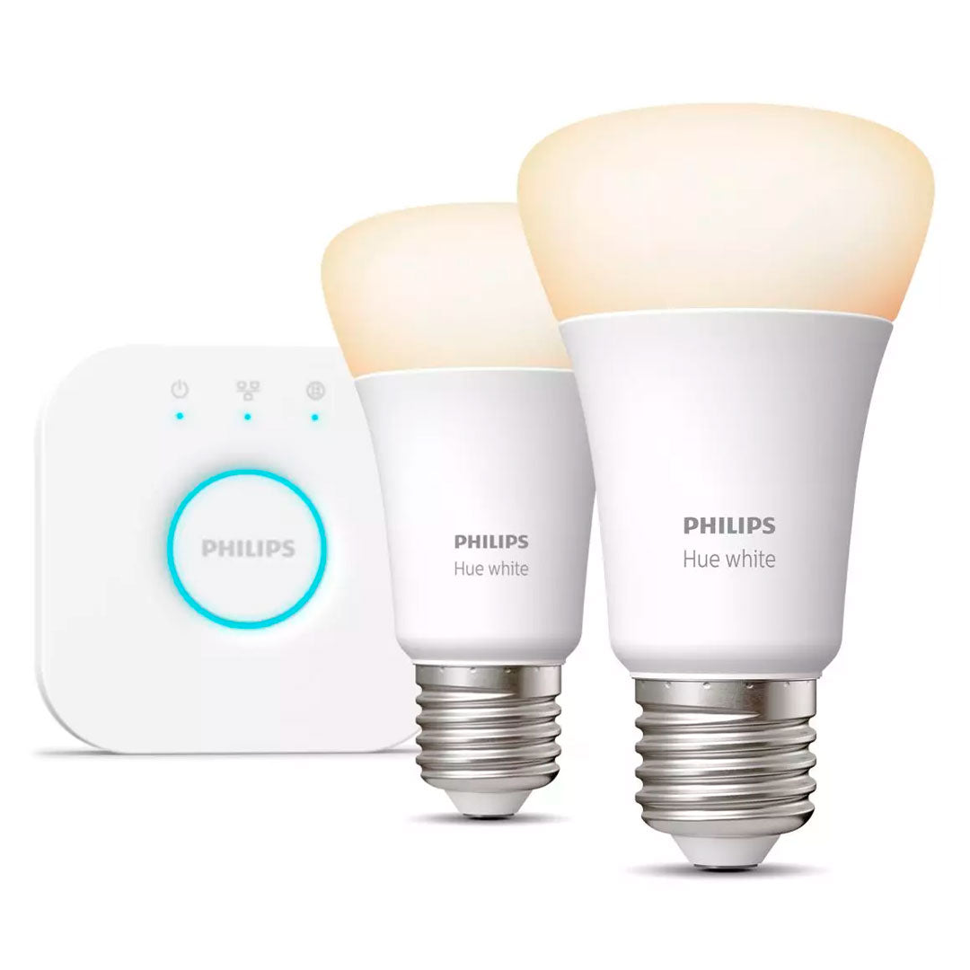 PHILIPS HUE 929001821601 Kit 2 Focos Inteligentes Luz Cálida E27 9W Inc Controlador