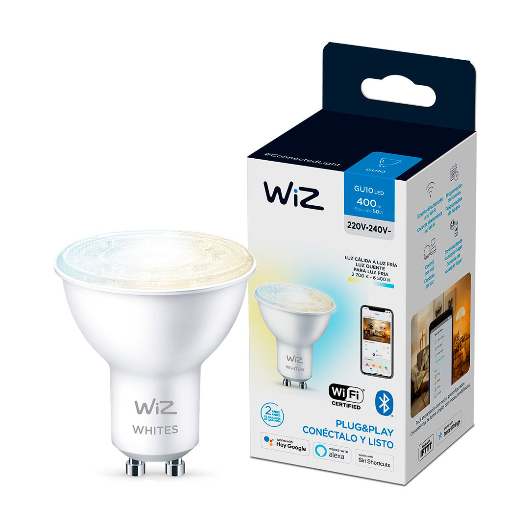 WIZ Foco Dicroica Inteligente Blanco GU10 4.9W 400Lúmenes Alexa Siri