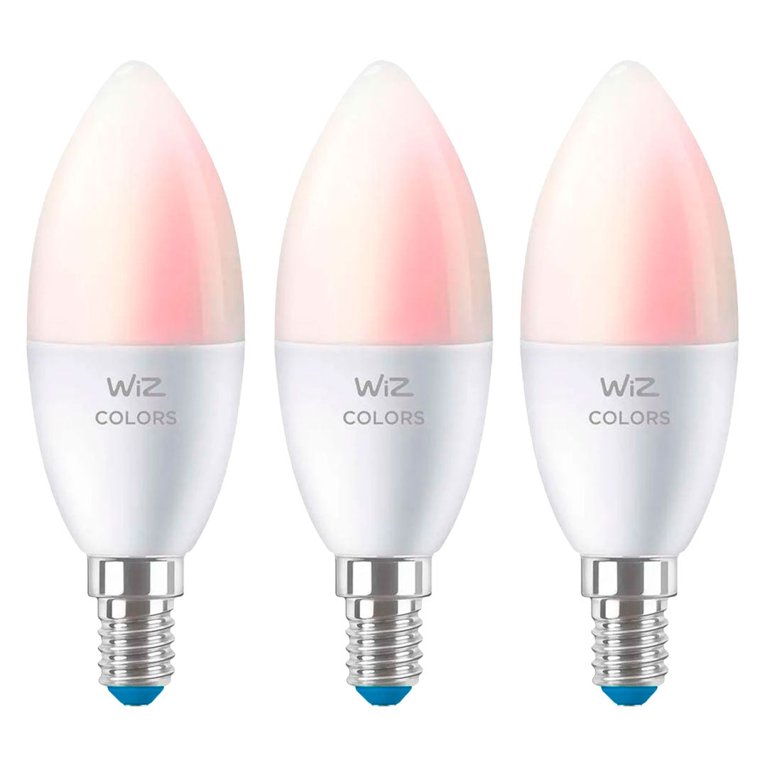 WIZ PACK-3 Foco Vela WIFI inteligente C37, E14, RGB, 4.9w, multicolor, 470 lúmenes, 15000 horas 929002448812