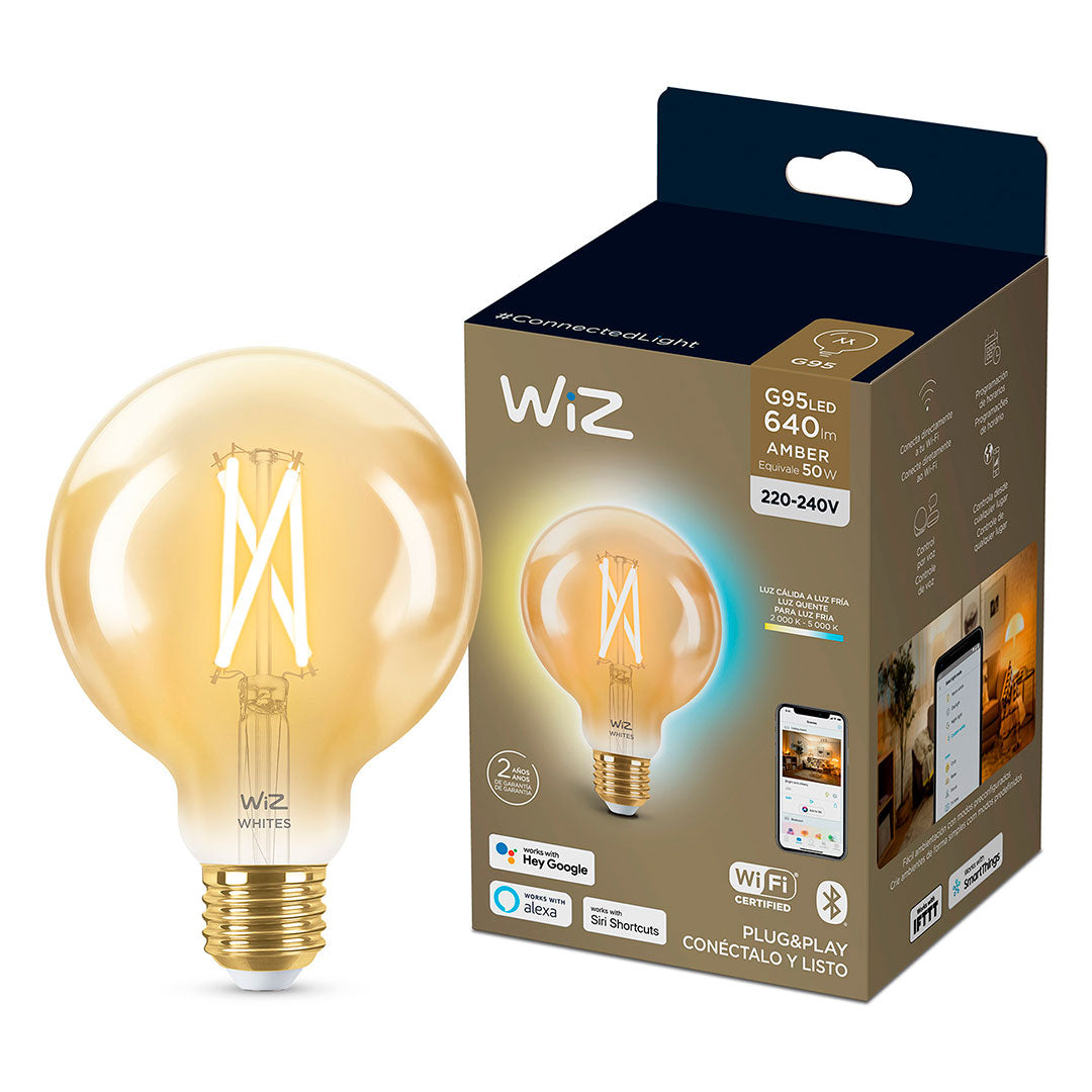 WIZ Foco Globo Filamento Vintage Ambar G95 E27 6.9W 640Lúmenes