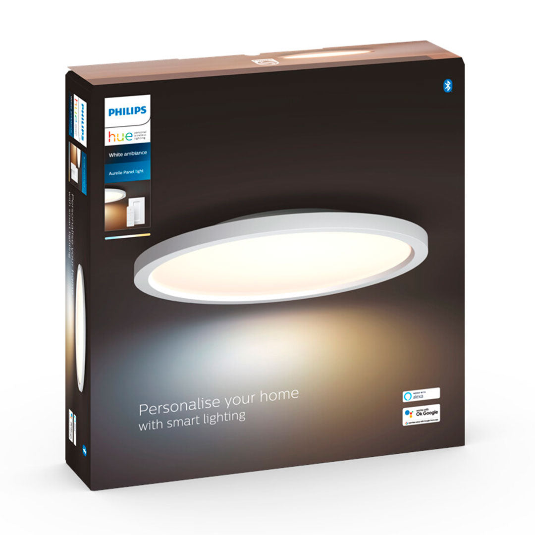 PHILIPS HUE 929003099301 Lámpara Redondo LED inteligente Aurelle Luz Blanca de Cálida a Fría, Bluetooth