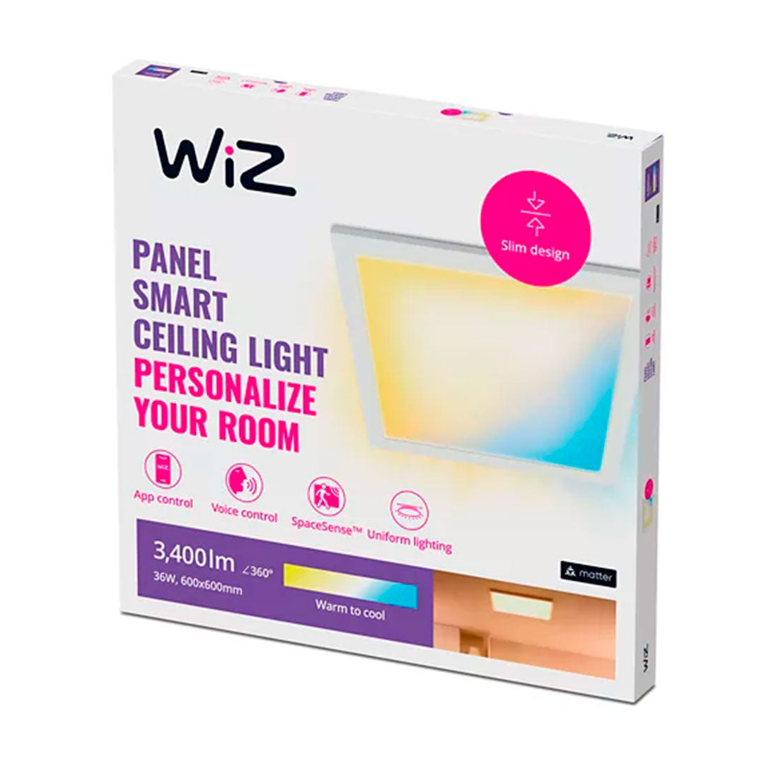 WIZ Panel LED cuadrado WIFI inteligente, luminaria 36w, blanco, 3400 lúmenes 929003227101
