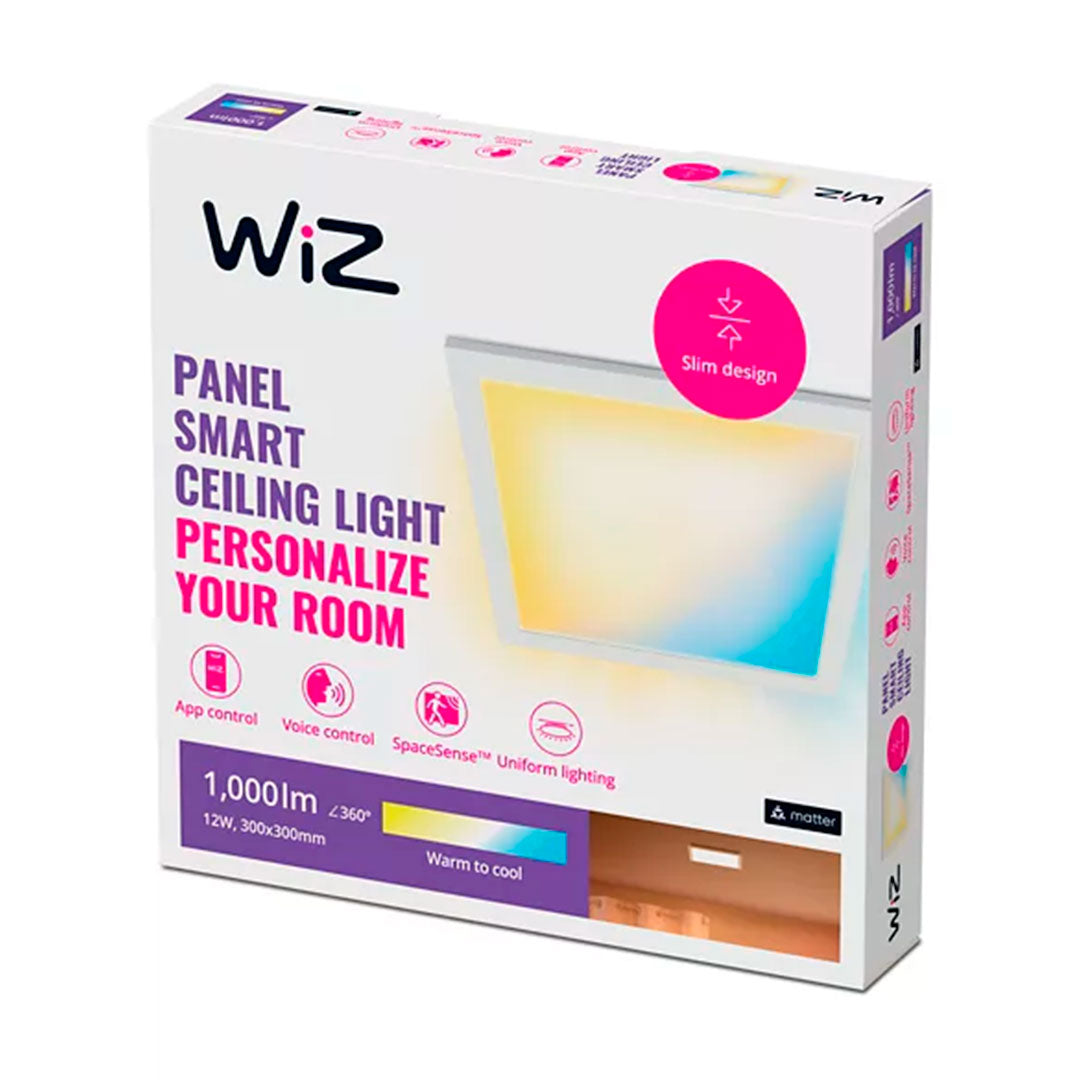 WIZ Panel LED cuadrado WIFI inteligente, luminaria 12w, blanco, 1000 lúmenes, para interiores 929003241801