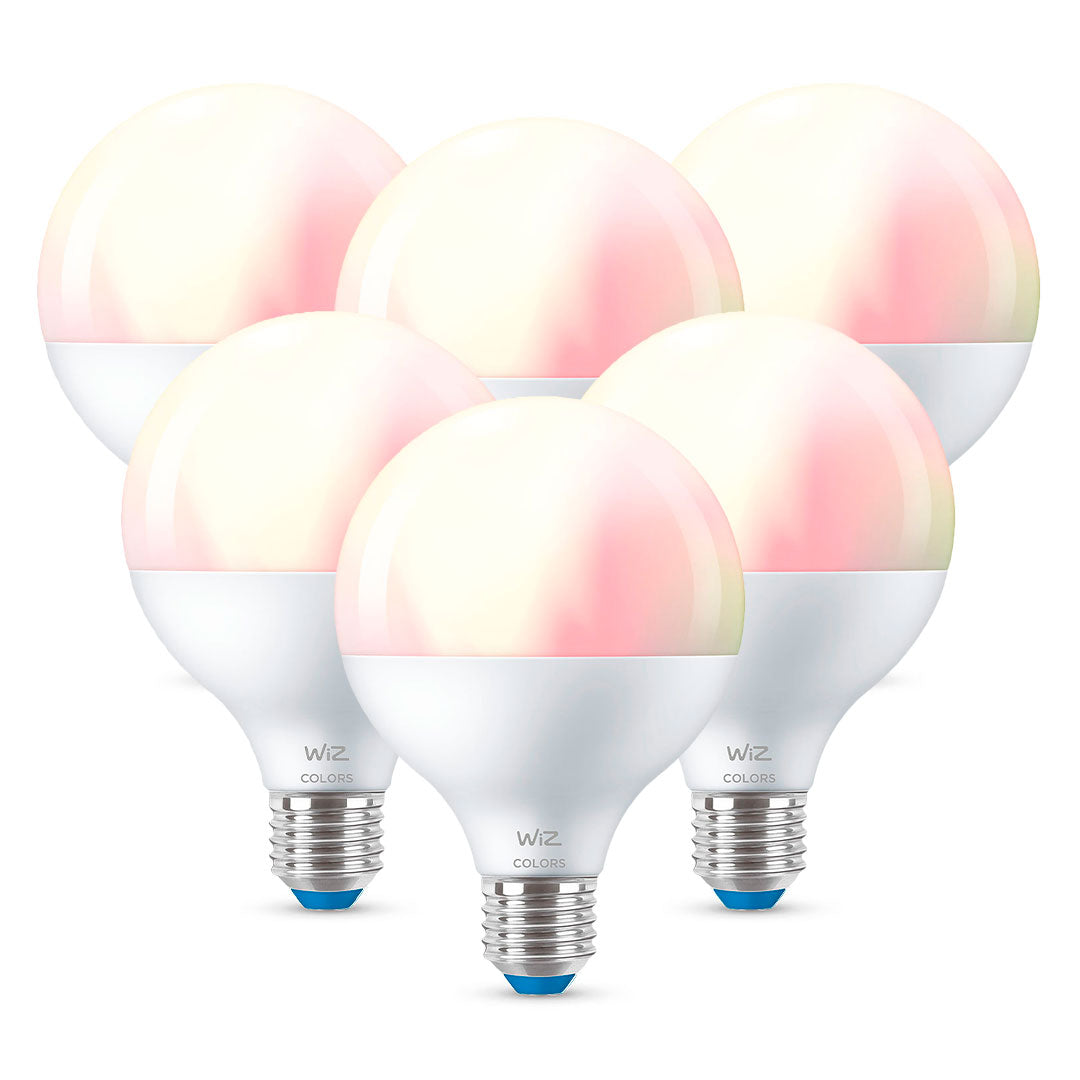 WIZ PACK-6 Foco Globo WIFI inteligente G95 E27 75w, multicolor, 1055 lúmenes, 25000 horas 929003604712