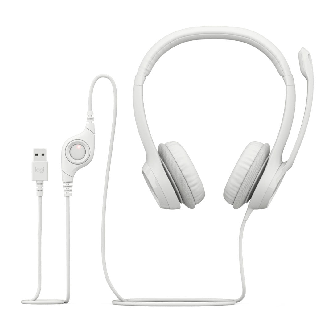 LOGITECH H390 Audífonos USB con micrófono, Blanco, 981-001285