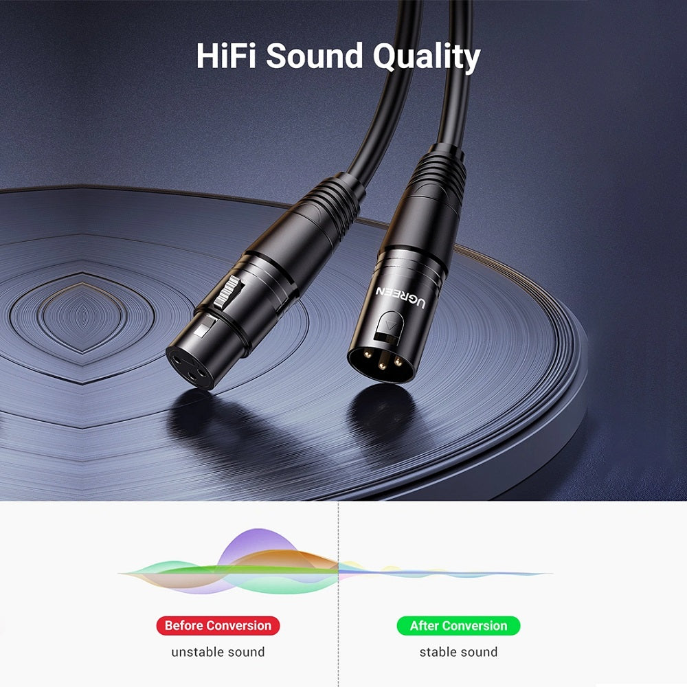 UGREEN AV130 20712 Cable de Audio XLR Macho a Hembra 5m