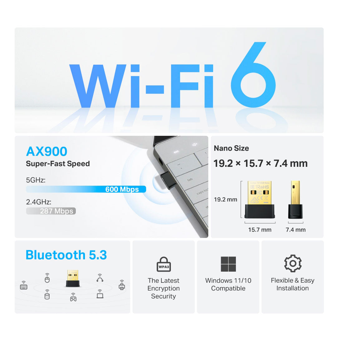TP-LINK ARCHER TX10UB NANO WiFi6 AX900 Adaptador USB Doble Banda
