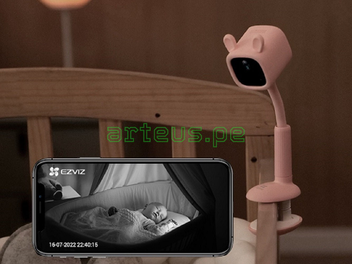 EZVIZ BM1 BABYCAM Cámara VIGILA BEBE WIFI 2MP con Batería Rosado