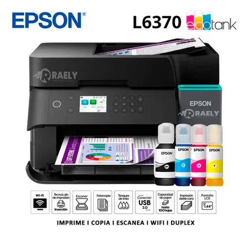 EPSON Ecotank L6370 Impresora Multifuncional Escaner Fotocopiadora a color Wifi