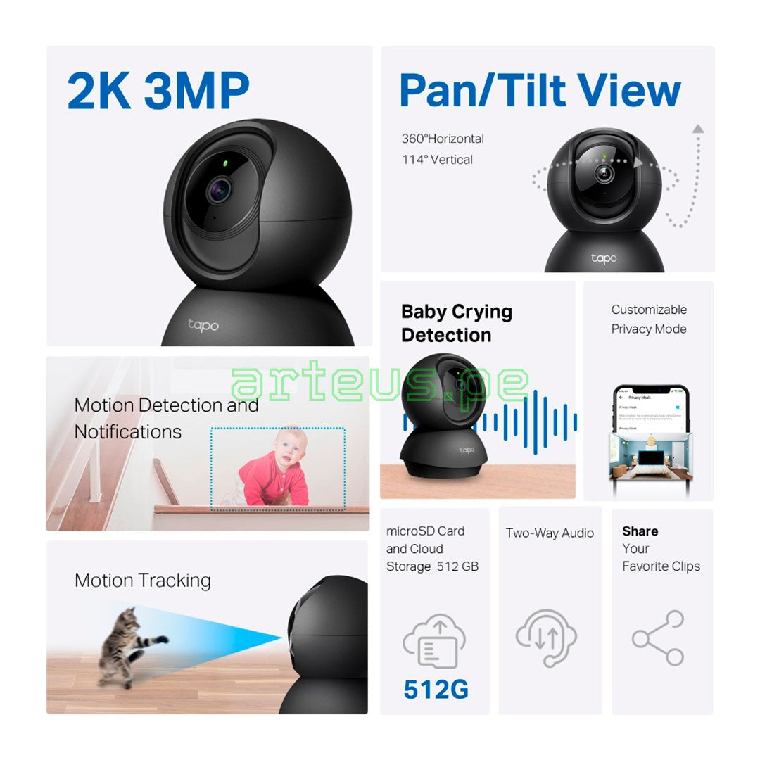 TP-LINK TAPO C211 Cámara de seguridad WIFI 3MP 360º PT