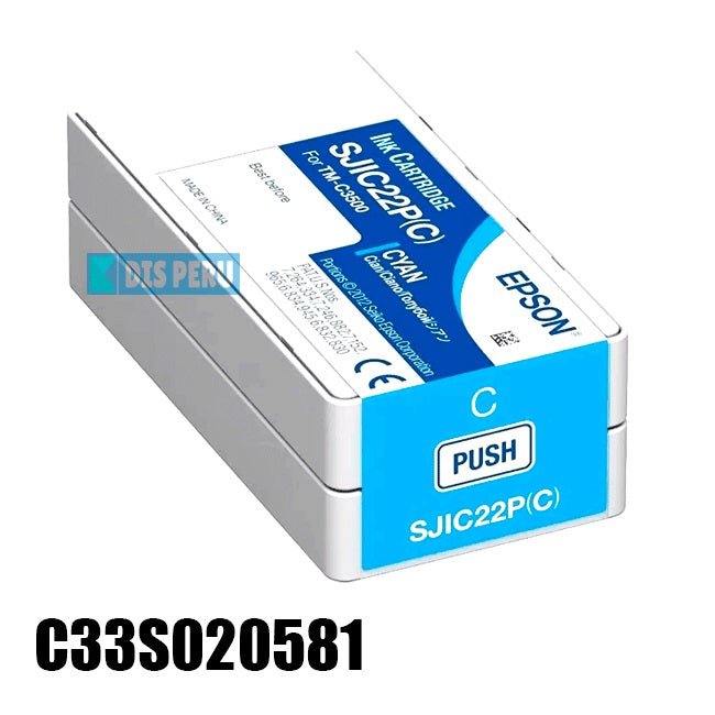EPSON C33S020581 - Cartucho de Tinta  color Cian para impresoras Epson TM-C3500.