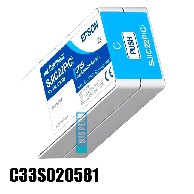 EPSON C33S020581 - Cartucho de Tinta  color Cian para impresoras Epson TM-C3500.