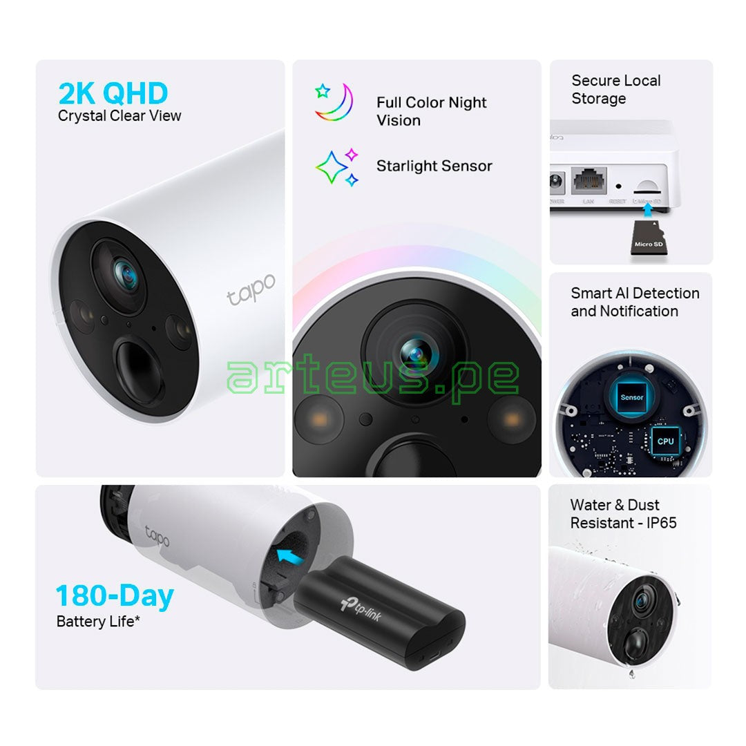 TP-LINK TAPO C420S2 Kit 2 Cámaras WIFI 4MP H200 Batería