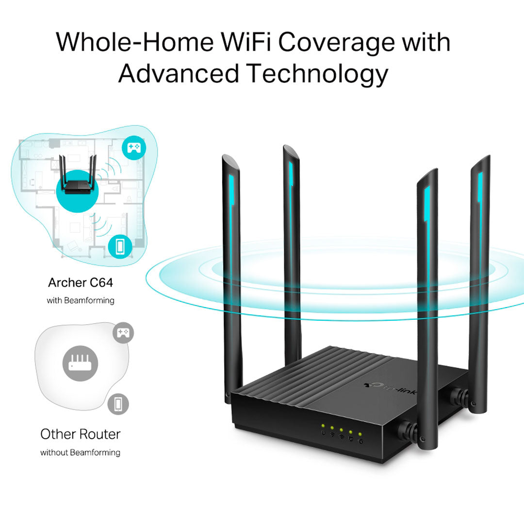 TP-LINK ARCHER C64 Router WiFi5 AC1200 Doble Banda