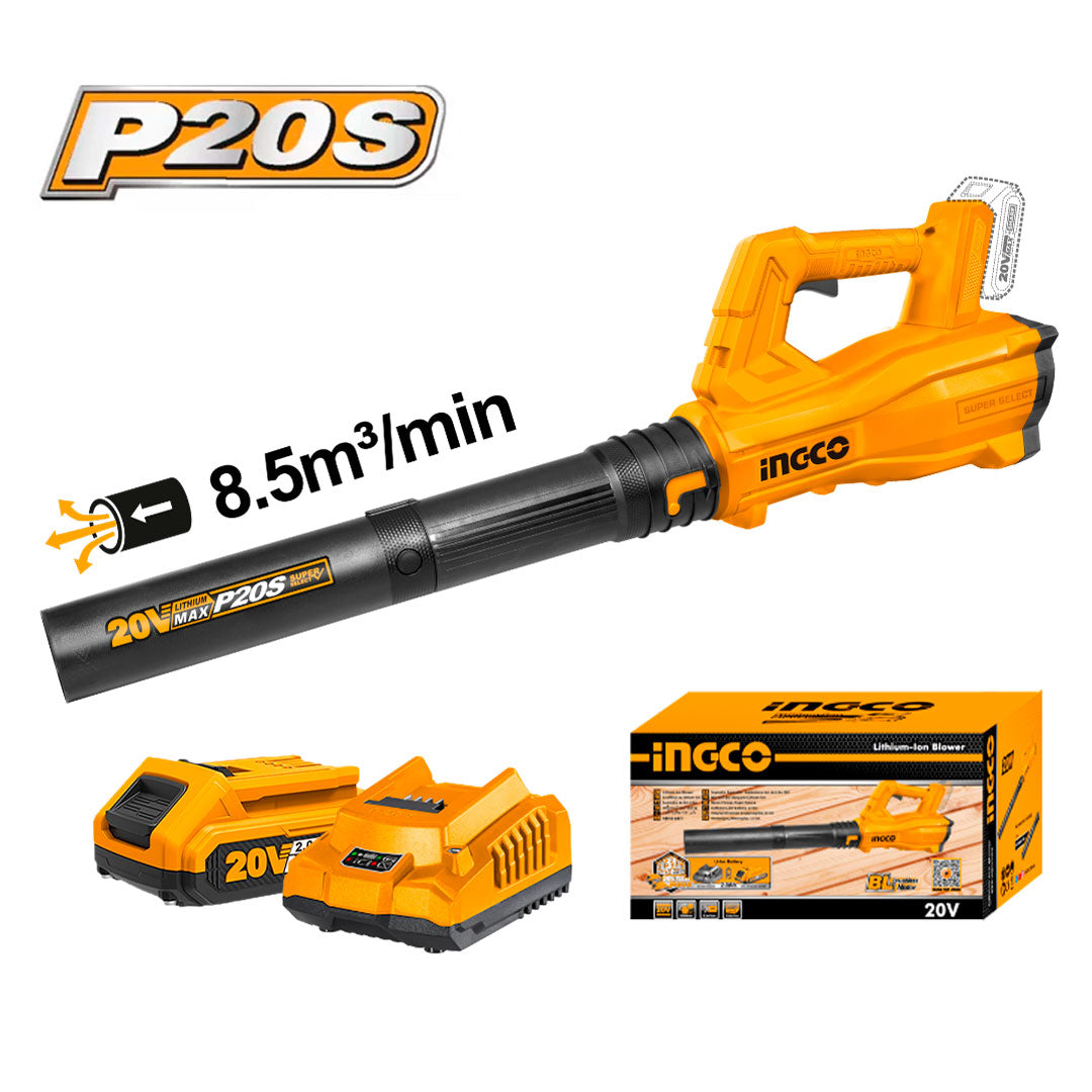INGCO CABLI203235 Sopladora aspiradora inalámbrica de 20V + 2 baterías + cargador