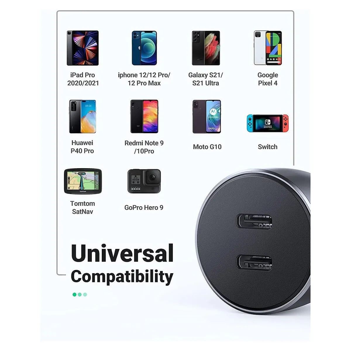 UGREEN CD213 70594  Cargador de Coche USB-C 40W Carga Rápida