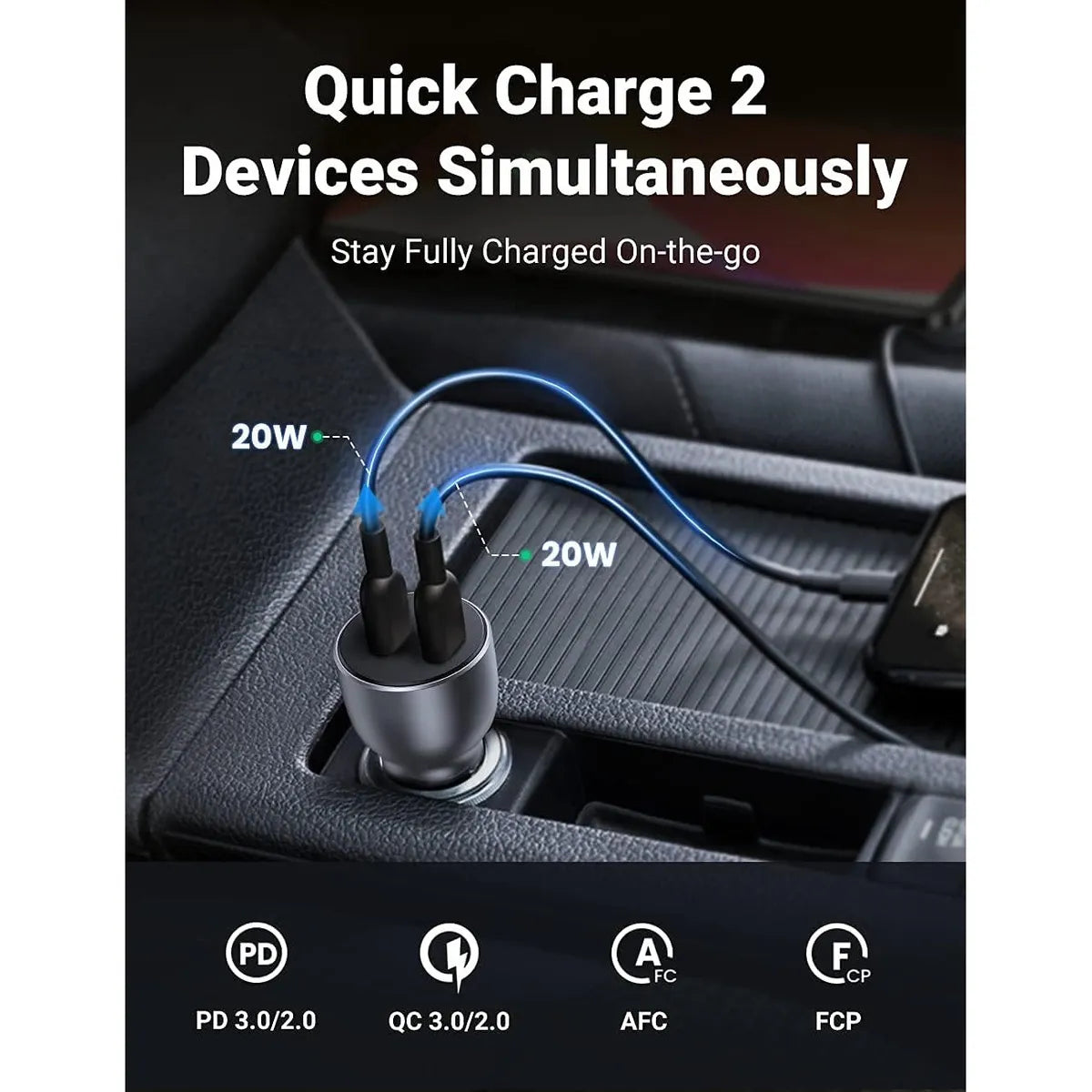 UGREEN CD213 70594  Cargador de Coche USB-C 40W Carga Rápida