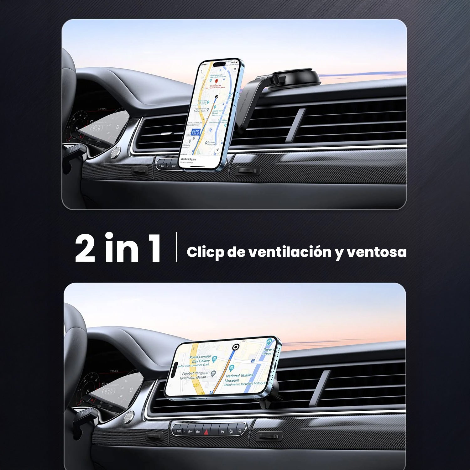 UGREEN CD345 15120 Cargador Inalámbrico Magnético para Auto 2 en 1 para Iphone