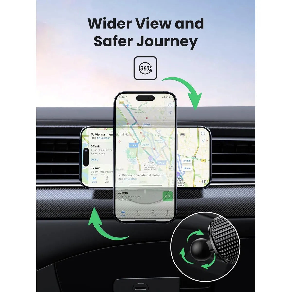 UGREEN  CD345 25925 Cargador para Carro iPhone 15 Magsafe Soporte Giro